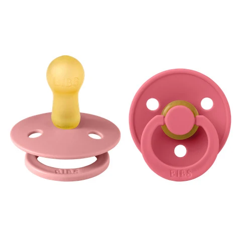 BIBS Colour anatomisk napp storlek 2, latex – Dusty Pink/Coral (2-pack)