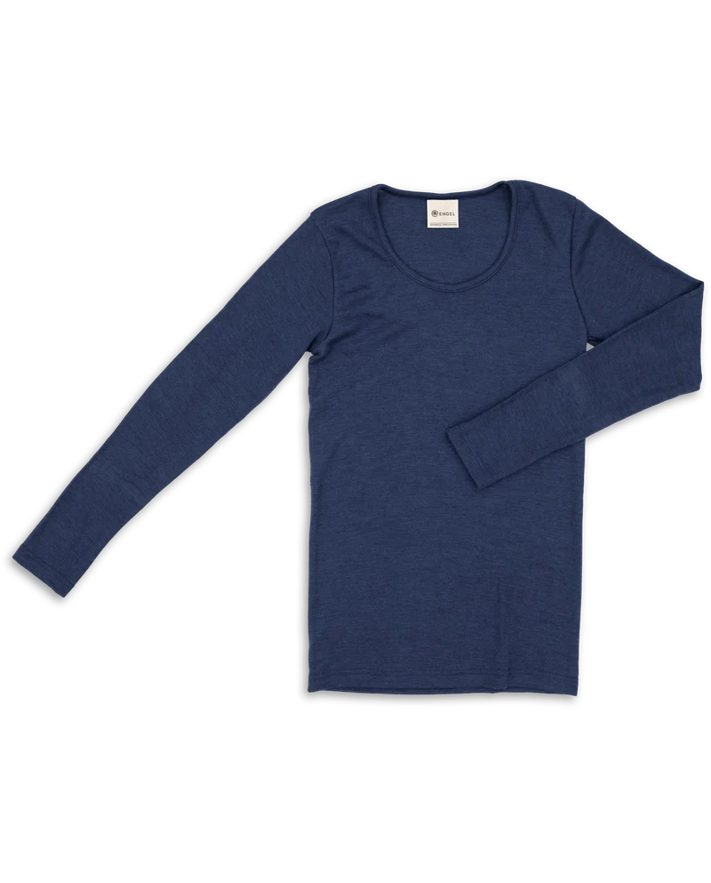 Engel - dame langærmet t-shirt - uld & silke - marineblå