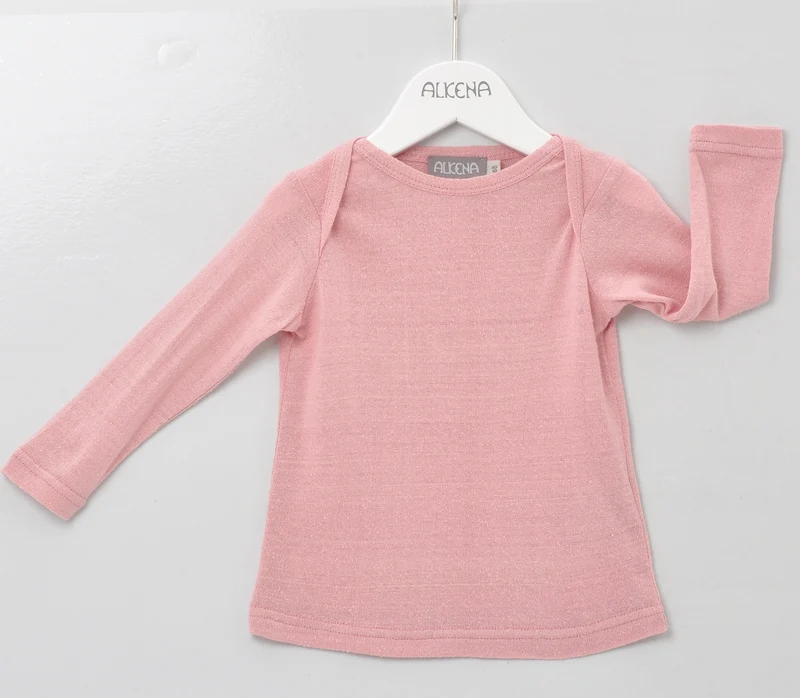 Alkena - langærmet bluse - bourette silke - støvet rosa