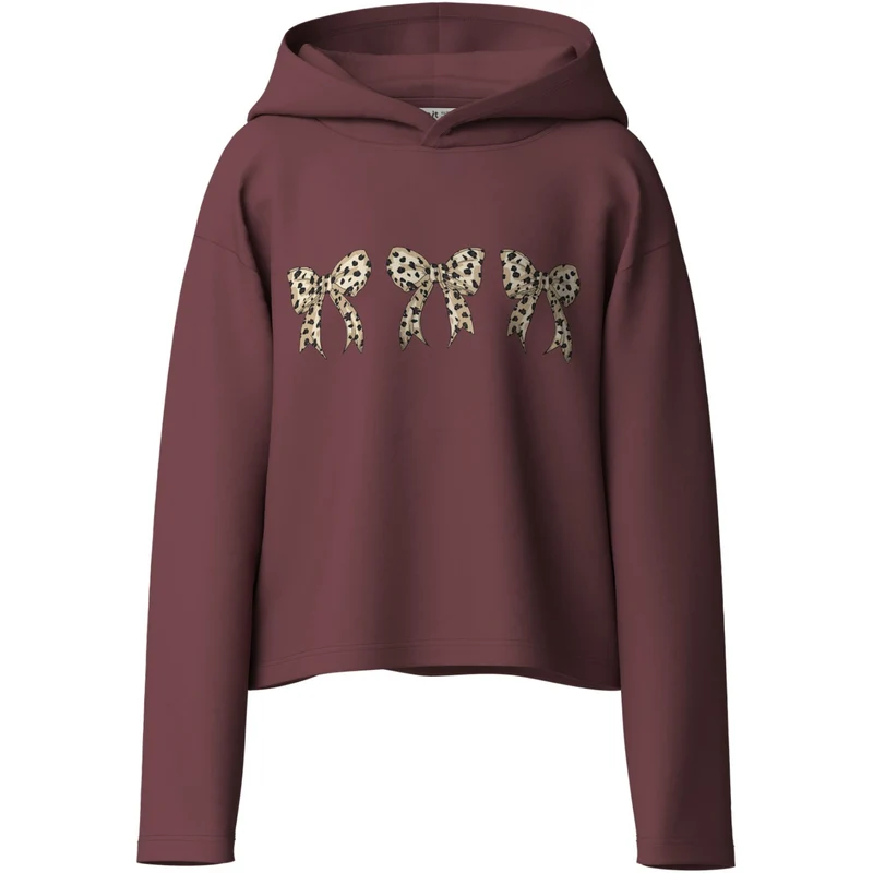 Name It Wild Ginger Leo Bows Nkfviala Ls Kort Rlx Sweat Wh Bru