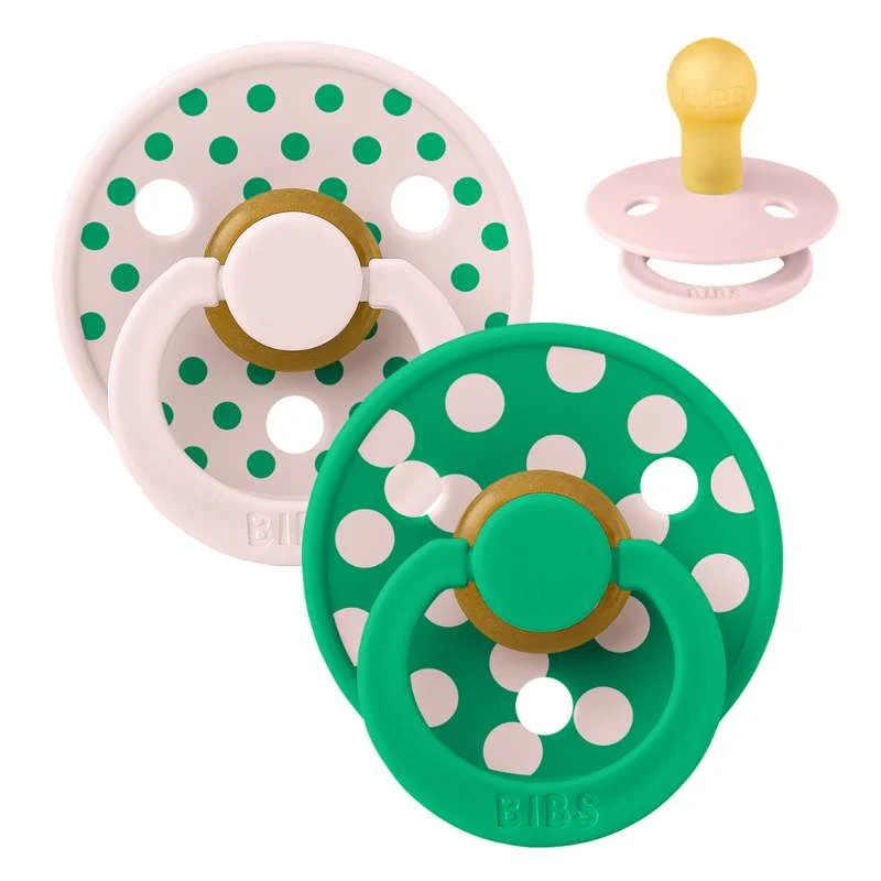BIBS Rund Colour Sut - 2-Pack - strl. 1 - naturgummi - Polka Studio - Petal/Cactus