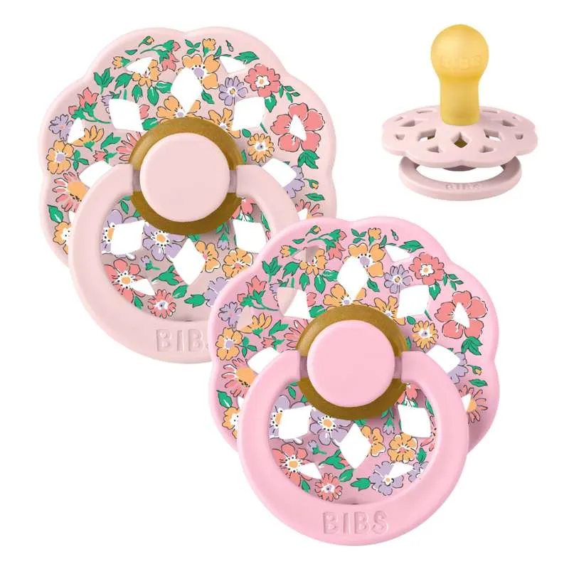 BIBS Rund bohemisk napp - 2-pack - strl. 1 - naturgummi - Liberty - Oscar Meadow/Blossom Mix