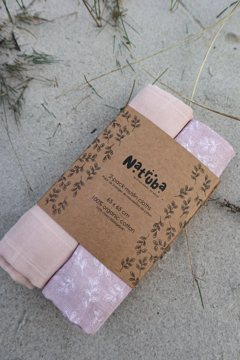 Natruba Tygblöjor i Ekologisk Muslin - 2 stycken - Powder