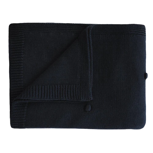 Mushie Babyfilt Ekologisk Bomull Mjuk Dark Navy 80x100 cm