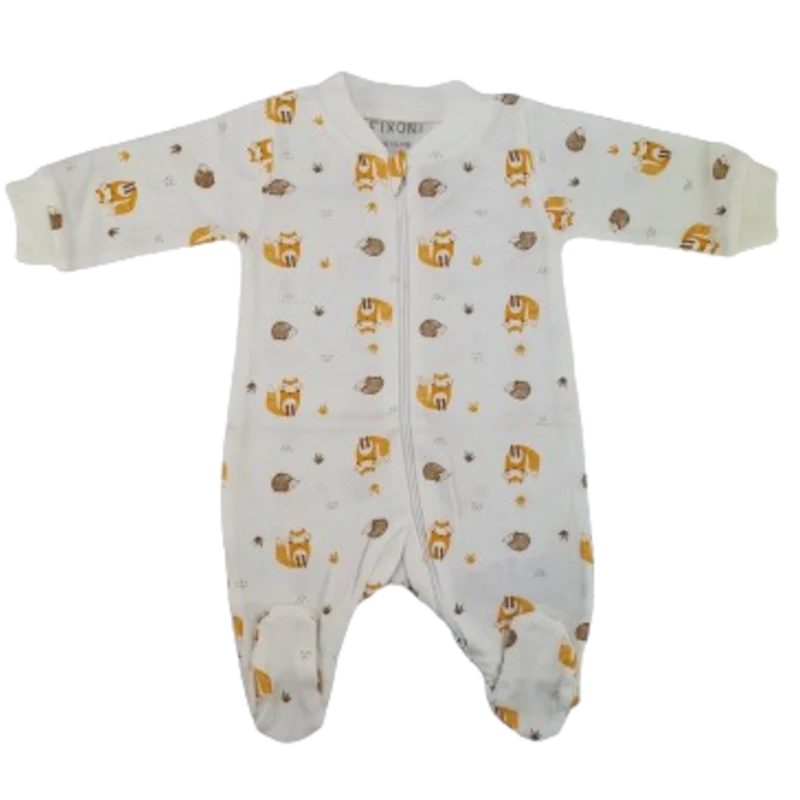 Fixoni heldress/pyjamas med fot - New Nadja - Skogsdjur - White