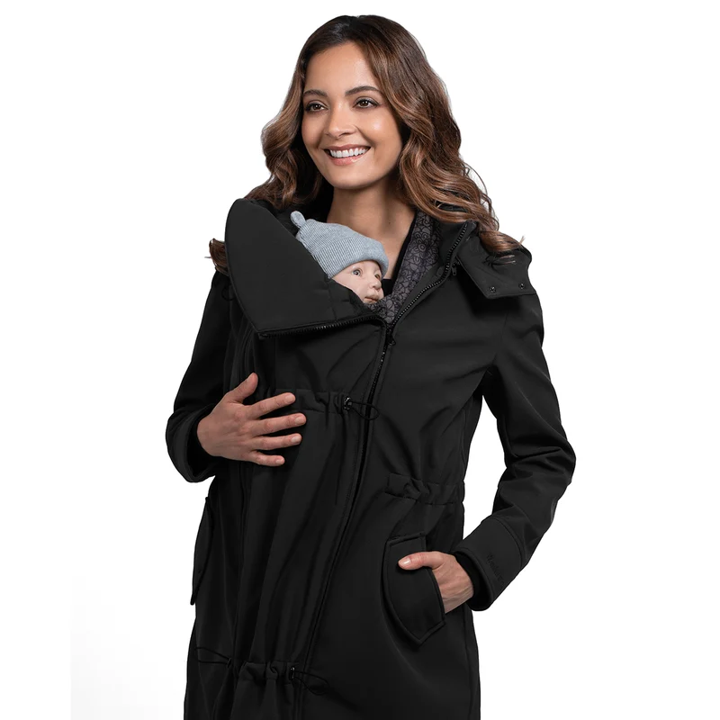 Wombat & Co. 4-i-1 softshell övergångsjacka för gravida/bärjacka - Black