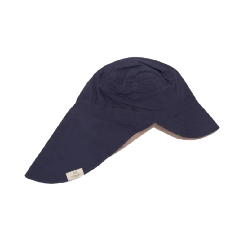 Copenhagen Colors - Ekologisk Vändbar Sommarhatt med långt brätte - Marinblå Beige