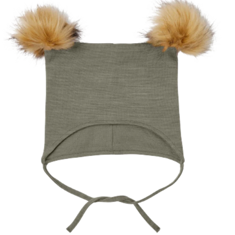 Mössa Hue i ull med Pom Pom - Wuppo - Vetiver