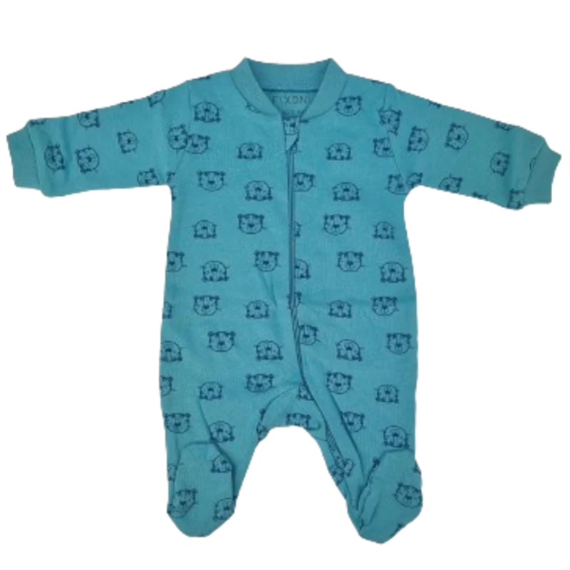 Fixoni heldräkt/sovdräkt med fötter - New Nadja - Tiger - Blue