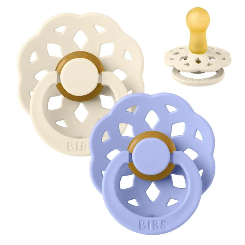BIBS Rund bohemisk napp - 2-pack - strl. 2 - naturgummi - Ivory/Hush