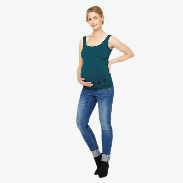 Mamalicious pärlbeströdda mammabyxor - Denim