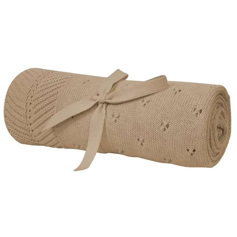 Oh'Naturel Stickad Babyfilt - Ekologisk Bomull - 80x100 cm. - Lotus