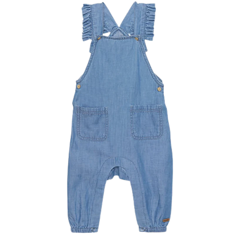 Minymo Overaller med volanger - Denim - Gray Mist
