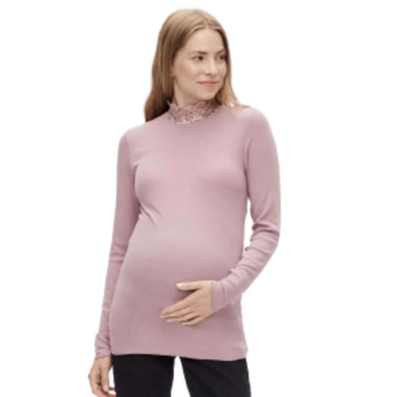 Mamalicious graviditetstopp Trina med lång ärm och spetskrage - Elderberry
