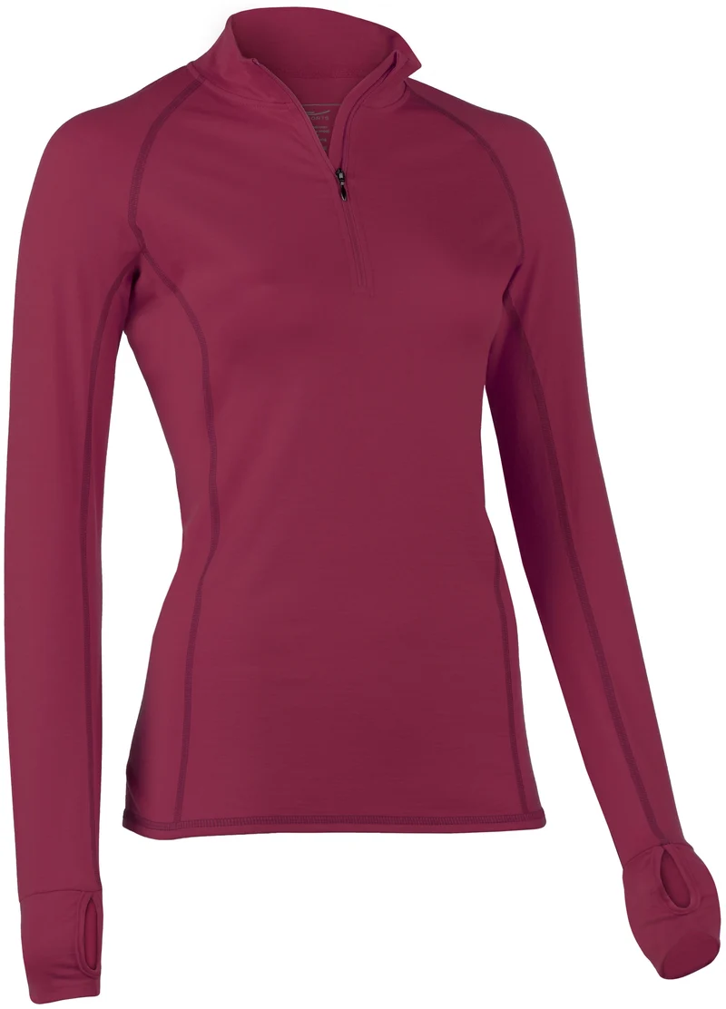 Engel Sports - dame - langærmet bluse med lynlås - slim fit - bordeaux