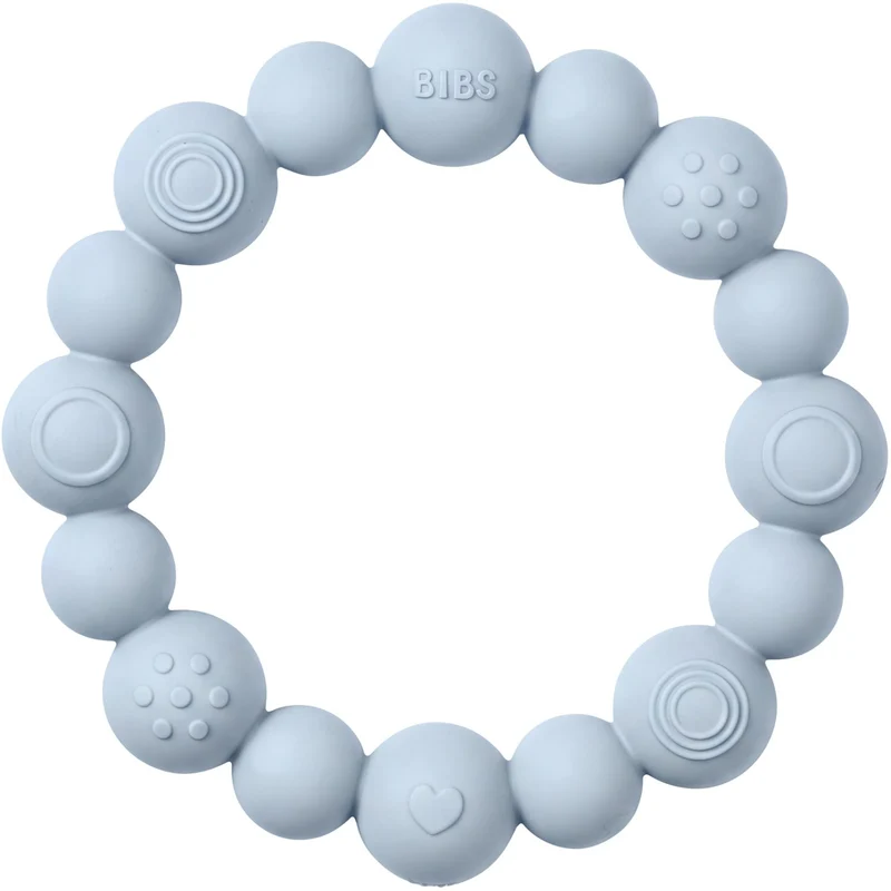 Bibs Baby Blue Teething Ring Beaded