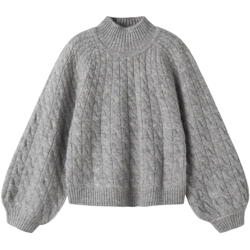 Name It Grey Melange Nkfnadalie Ls Strikk