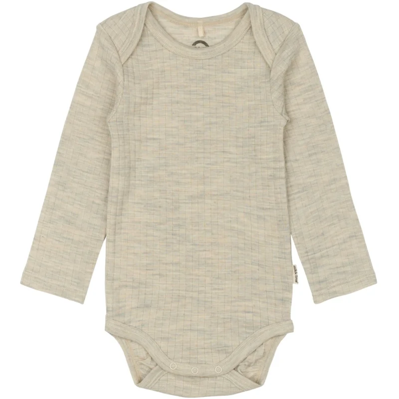 Mikk-Line Melange Offwhite Merino Ull Ls Body