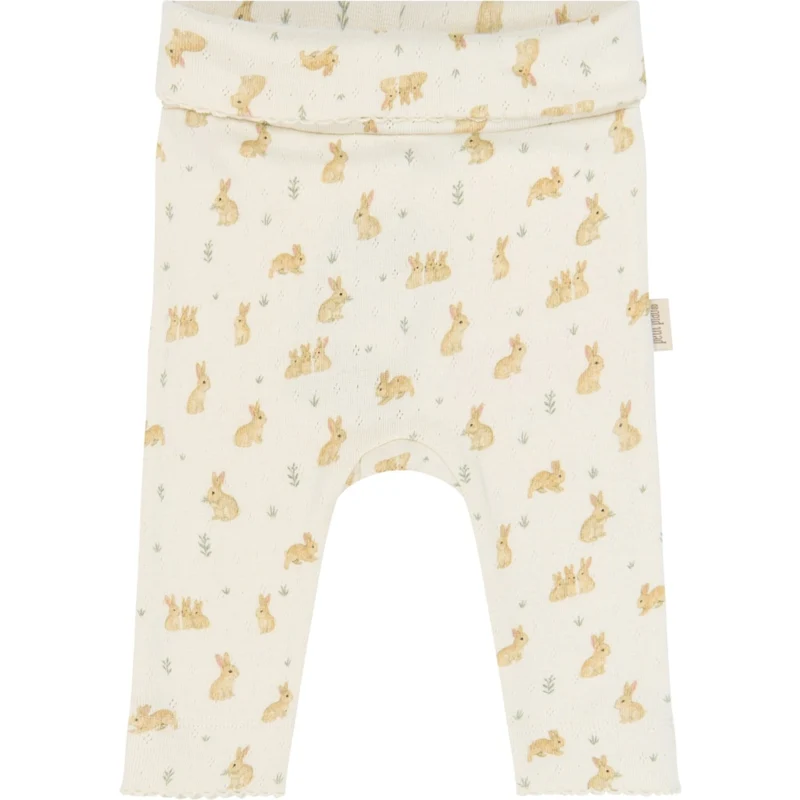 Petit Piao Eggnog Rabbit Aop Ppdio Højt Waist Leggings Pointelle Nb