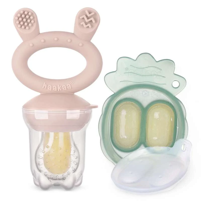 Haakaa Food Feeder - Fruit Feeder w. Tray - Blush