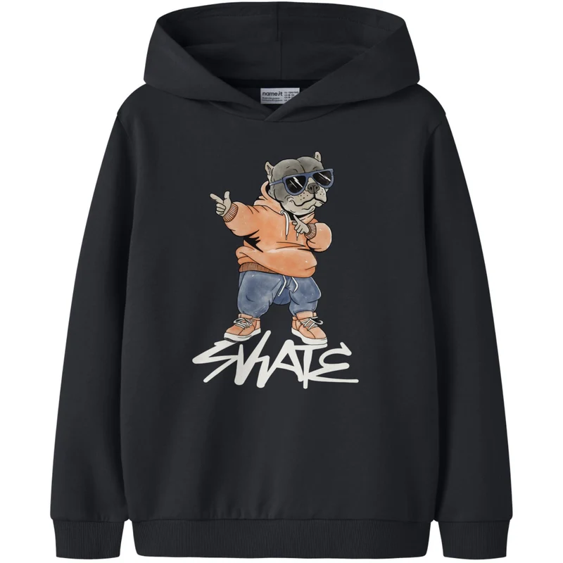 Name It Black Nkmnavi Ls Nreg Sweat Wh Bru Box