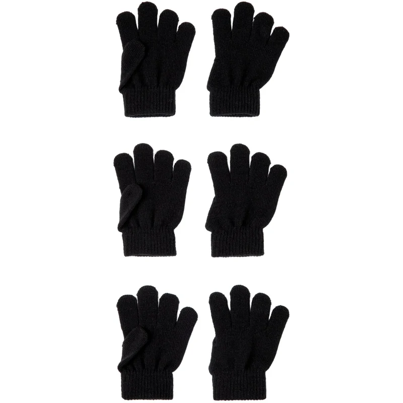 Name It Black Nmnmagic Strikk Hansker 3P