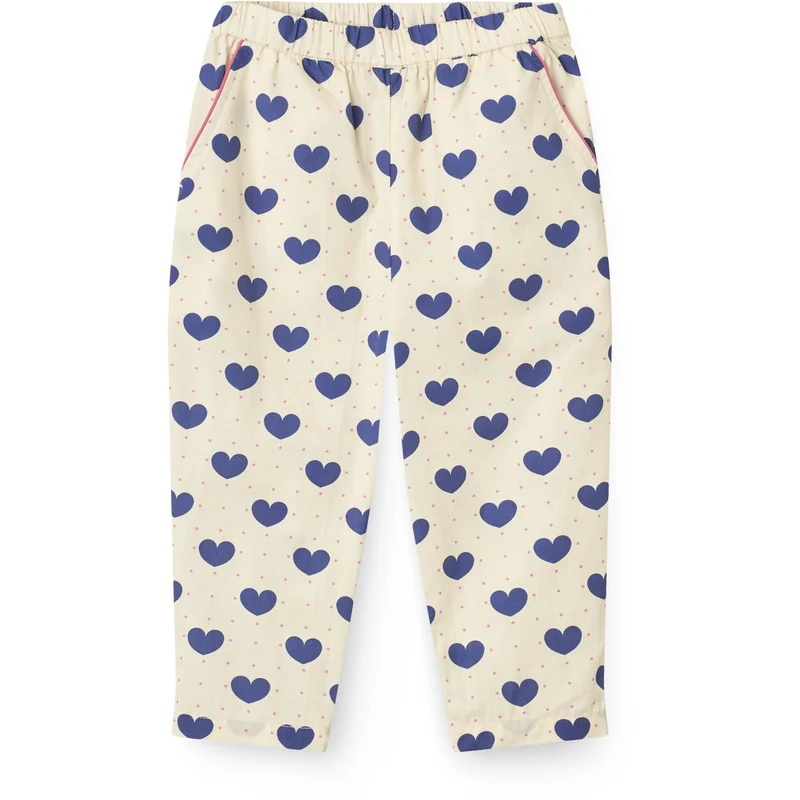 COPENHAGEN COLORS Heart Aop Ocean X Luksusbaby Heart Og Dots Bukser Loose Fit