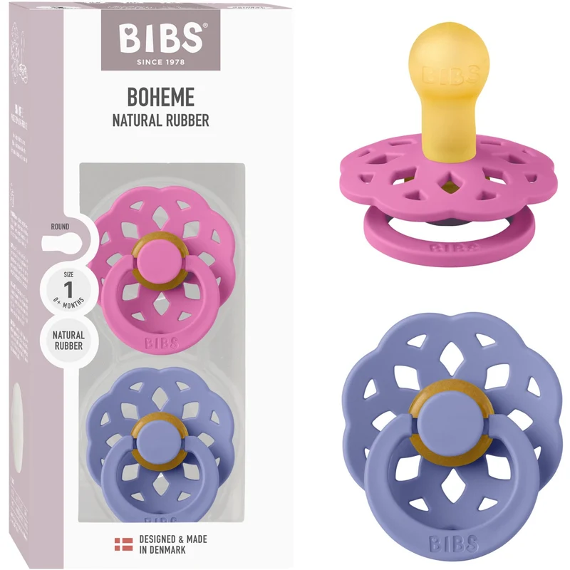 Bibs Bubblegum/Peri Smokk Boheme 2-Pakning Latex