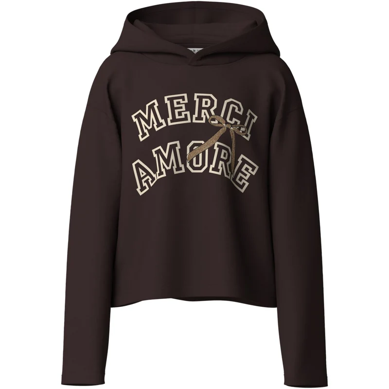 Name It Chocolate Plum Merci Nkfviala Ls Kort Rlx Sweat Wh Bru