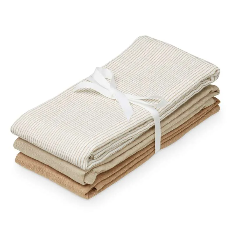 Cam Cam Copenhagen Stofble - 3-pack - GOTS - Mix Classic Stripes Kamel/Latte/Kamel