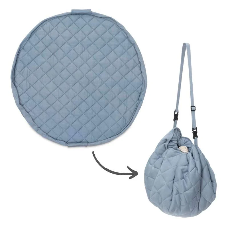Play & Go Soft Organic - 2-i-1 Förvaringsmatta/Lekmatta - Dusty Blue