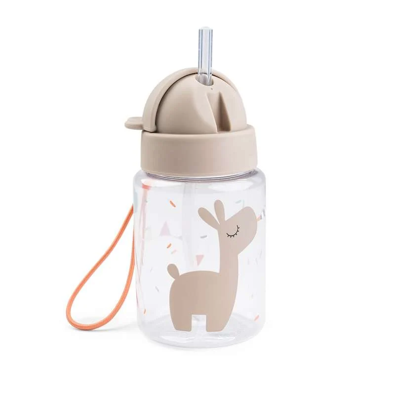 Done by Deer Vattenflaska m. Sugrör - 280ml - Celebration - Sand