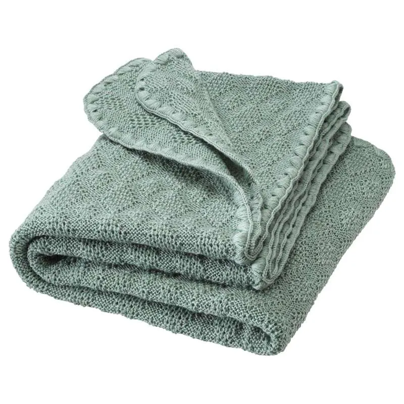 Disana Stickad Babyfilt - Merinoull - 80x100 cm. - Jade
