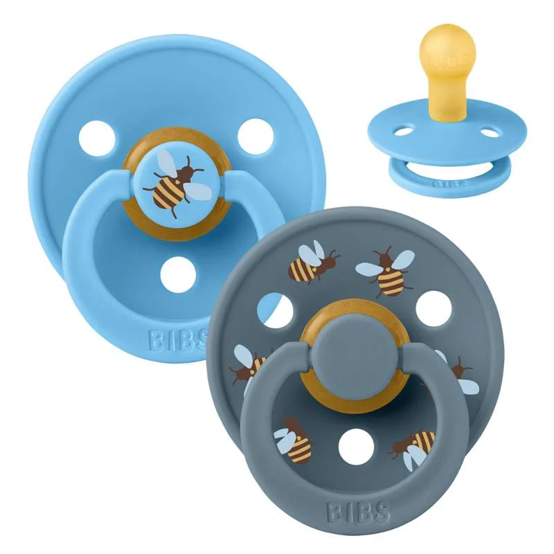 BIBS Rund Colour Napp - 2-pack - Stl. 1 - Naturgummi - Bumblebee Studio - Breeze Mix