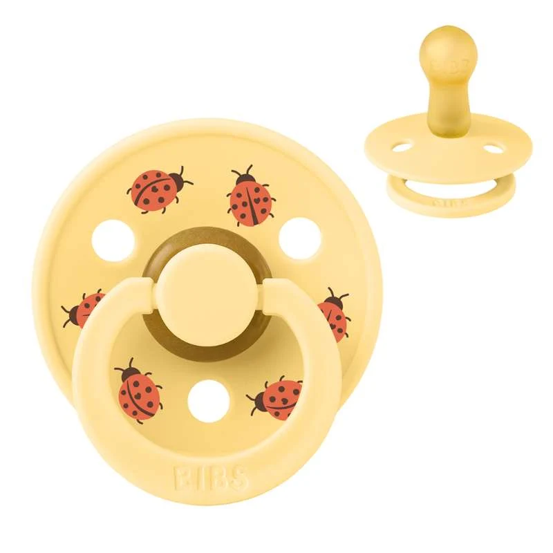 BIBS Rund Colour Napp - Stl. 2 - Naturgummi - Ladybug Studio - Pale Butter