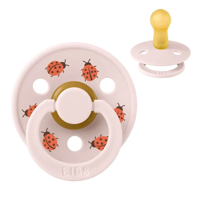 BIBS Rund Colour Napp - Stl. 2 - Naturgummi - Ladybug Studio - Petal