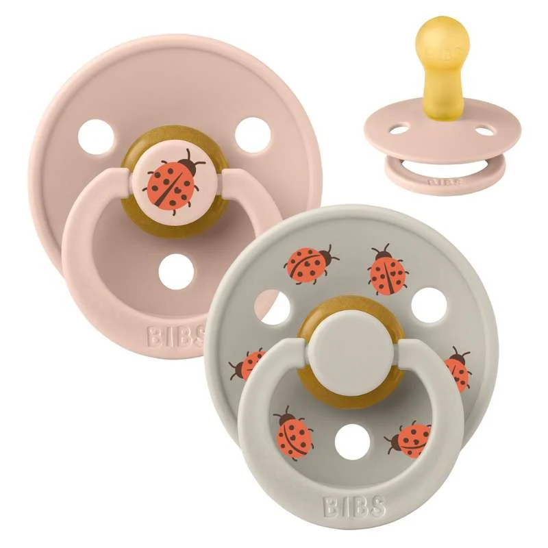 BIBS Rund Colour Napp - 2-pack - Stl. 2 - Naturgummi - Ladybug Studio - Blush Mix