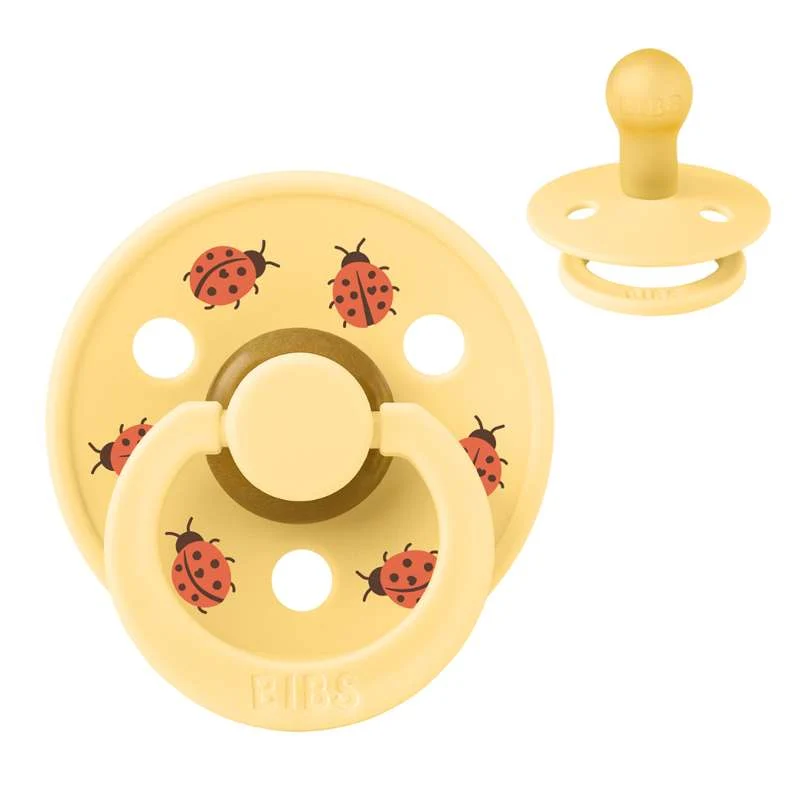 BIBS Rund Colour Napp - Stl. 1 - Naturgummi - Ladybug Studio - Pale Butter