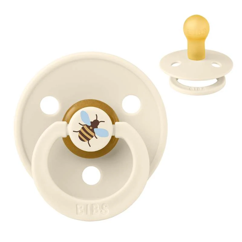 BIBS Rund Colour Napp - Stl. 1 - Naturgummi - Bumblebee Studio - Ivory