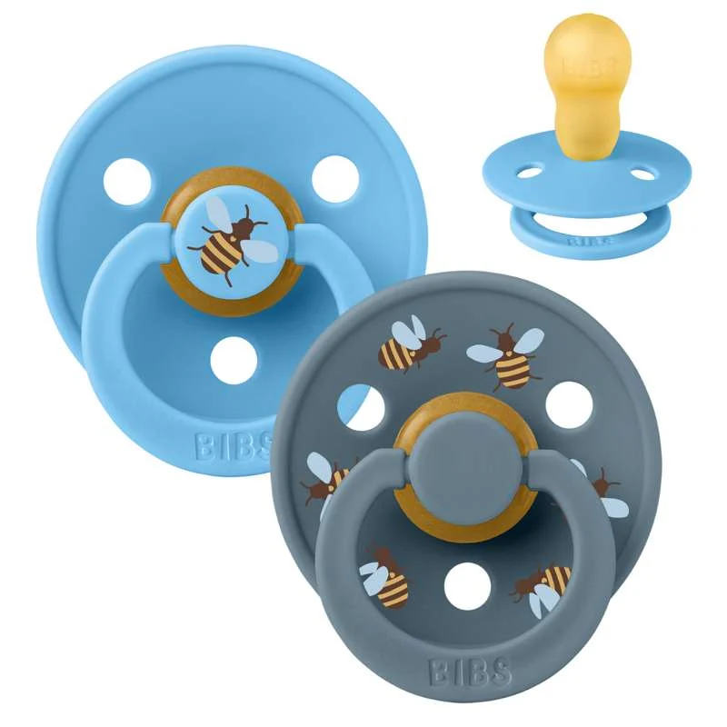 BIBS Rund Colour Napp - 2-pack - Stl. 3 - Naturgummi - Bumblebee Studio - Breeze Mix