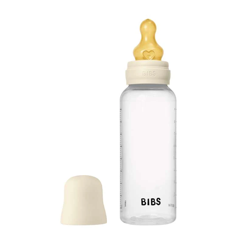 BIBS Bottle - Nappflaskset - Plast - Naturgummi/Medelflöde/Rund - 270ml - Ivory