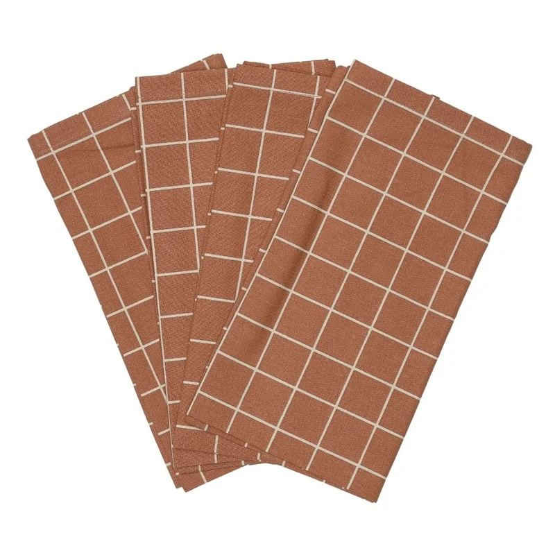 Haps Nordic - stofservietter - 4 stk. - terracotta check