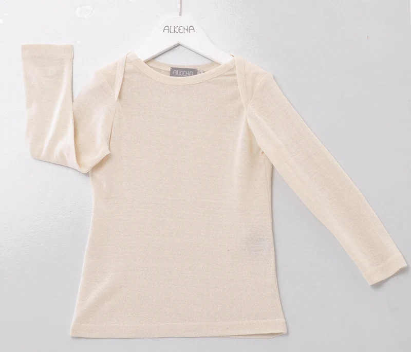 Alkena - langærmet bluse - bourette silke - natur