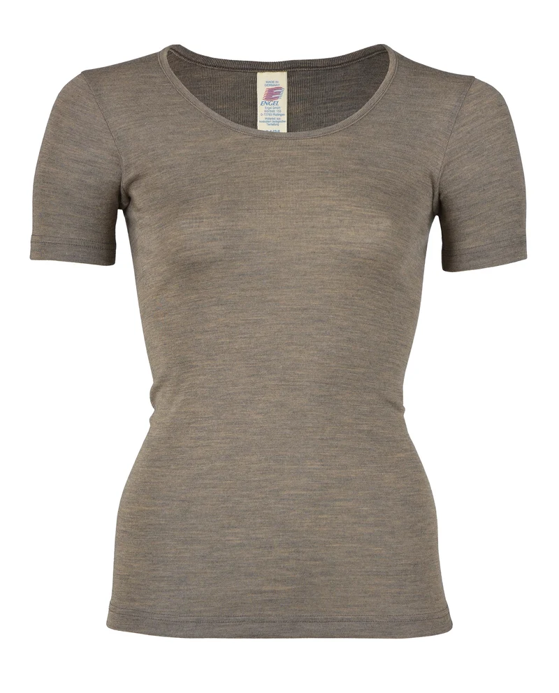 Engel - dame kortærmet t-shirt - uld & silke - valnød