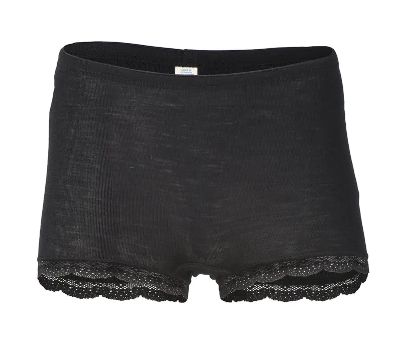 Engel - dame hotpants med blonde - uld & silke - sort