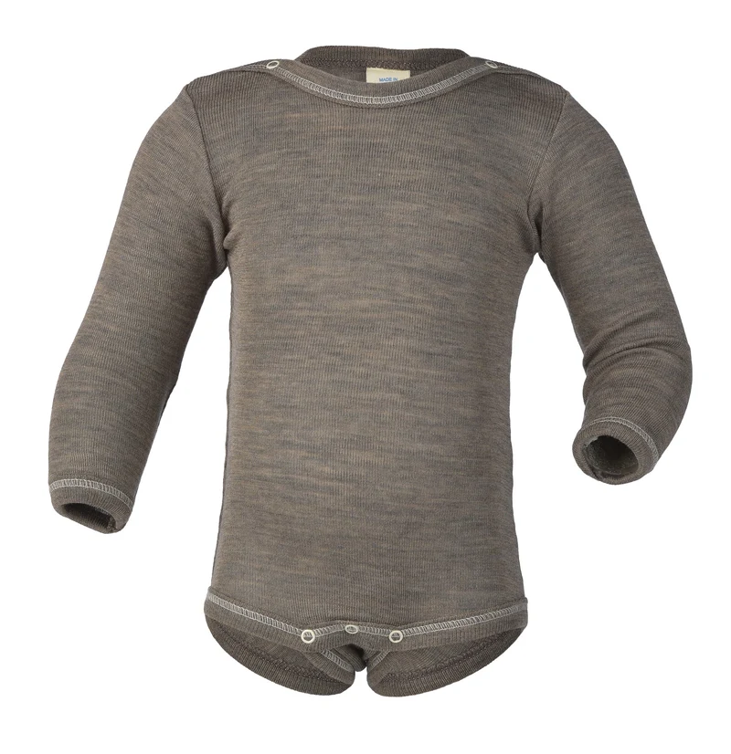 Engel | langærmet body | uld & silke | valnød