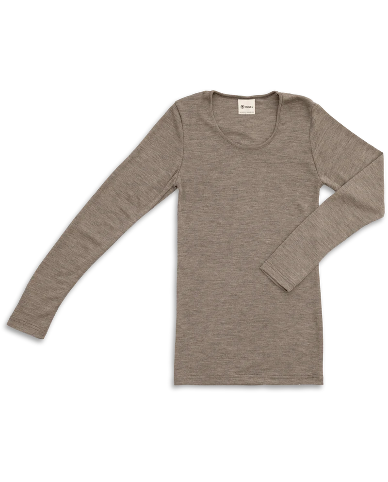 Engel - dame langærmet T-shirt - uld & silke - valnød