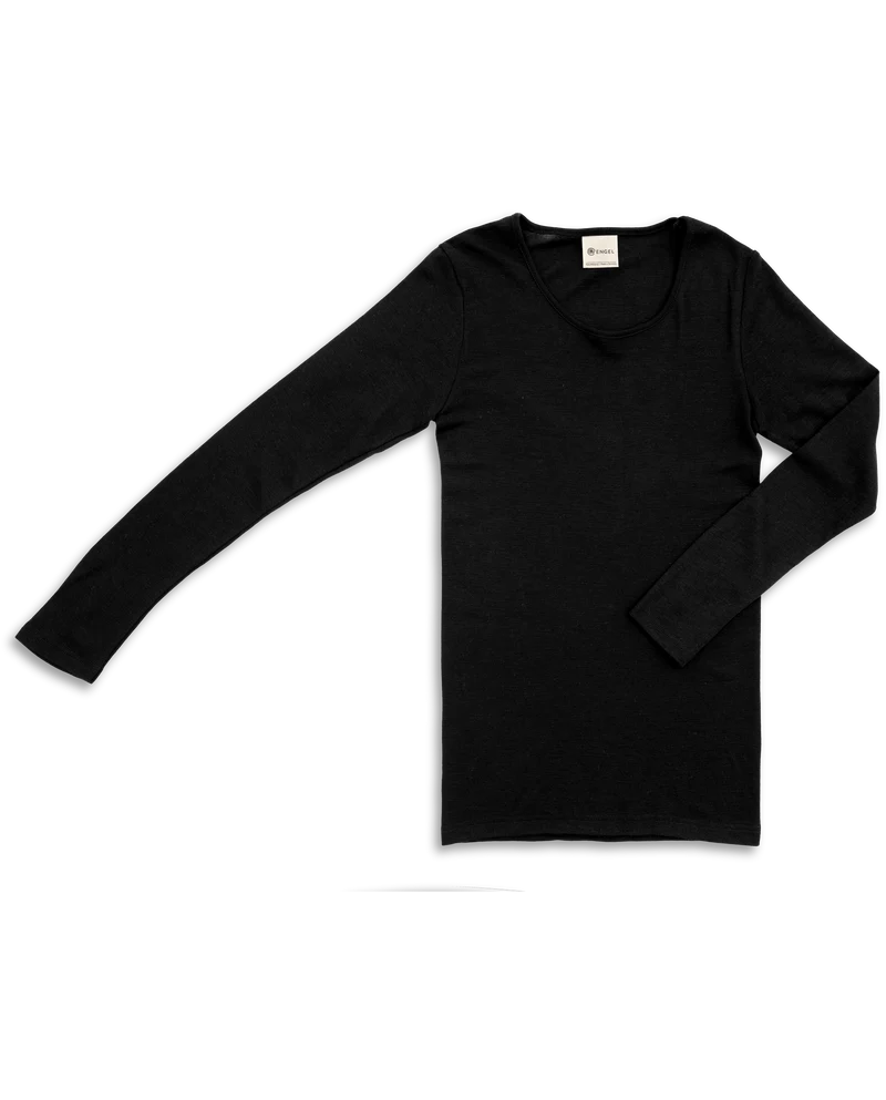 Engel - dame langærmet T-shirt - uld & silke - sort