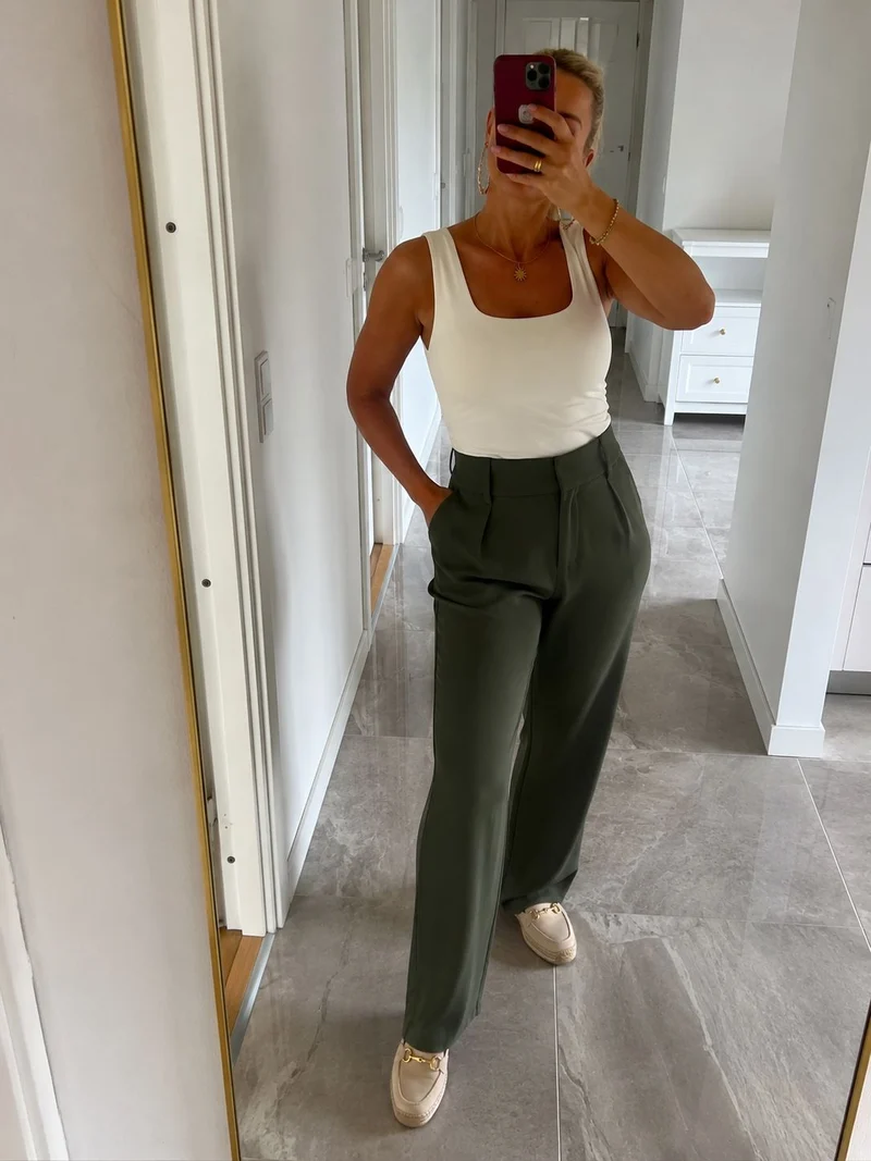 Valentin Studio - Pretty Pants Wide 163193 - 151 - Army