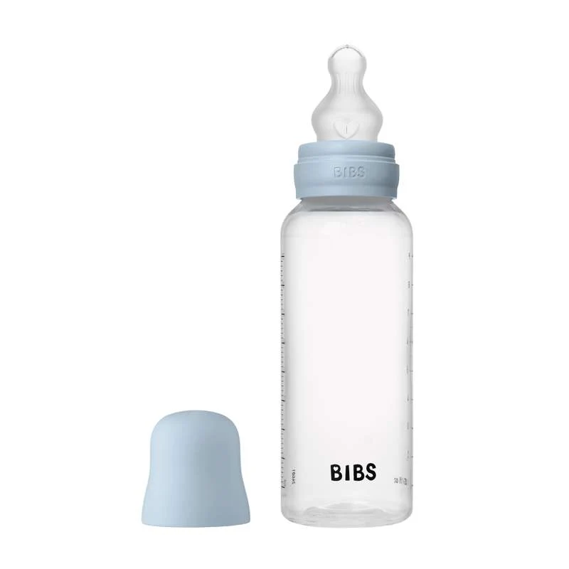 BIBS Bottle - Nappflaskset - Plast - Silikon/Medium Flow/Rund - 270 ml. - Baby Blue